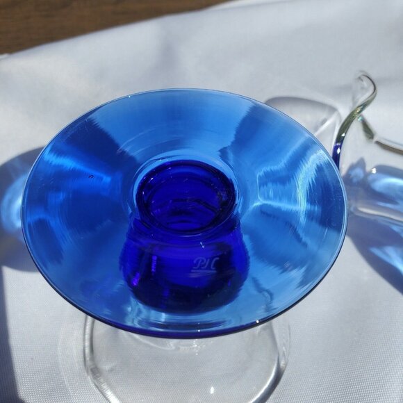 Princess House Sapphire Ruffled Candle Holders 3" taper crystal elegant cobalt - Picture 3 of 7